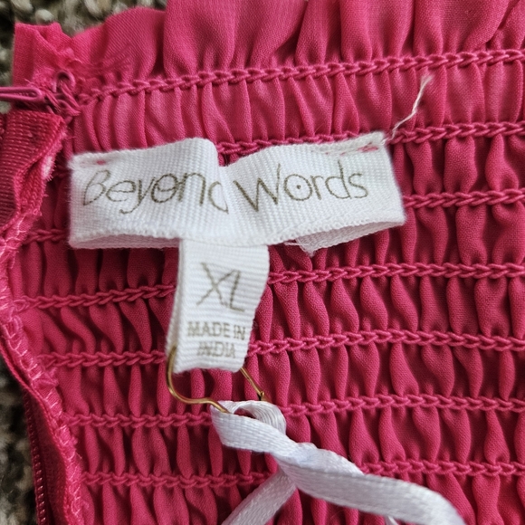 NWT Beyond Words Women's Pink Tie-Strap Tank Dress Size XL Chiffon Barbiecore - Picture 6 of 10